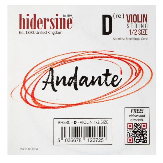 Hidersine Andante Violin D String 1/2